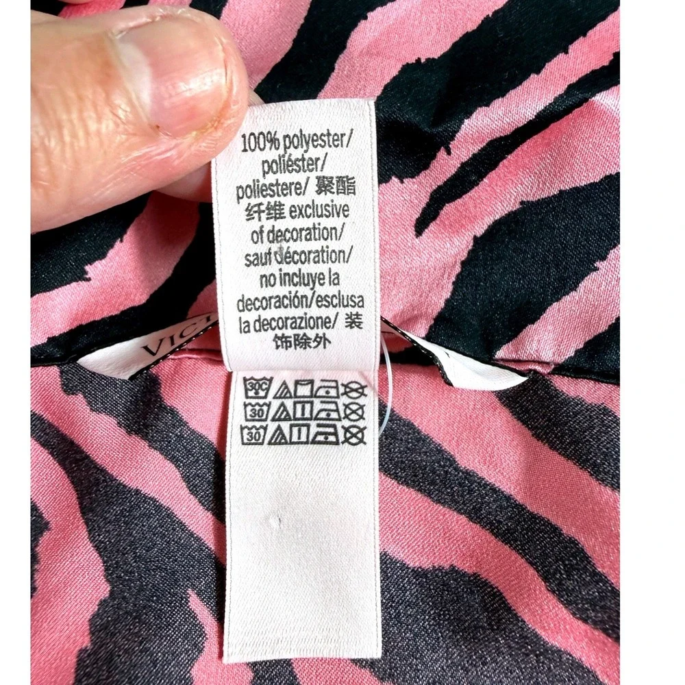 Victoria's Secret Zebra Print Pajama Set Pink Black Button Top Pants XL Comfort - Picture 8 of 12
